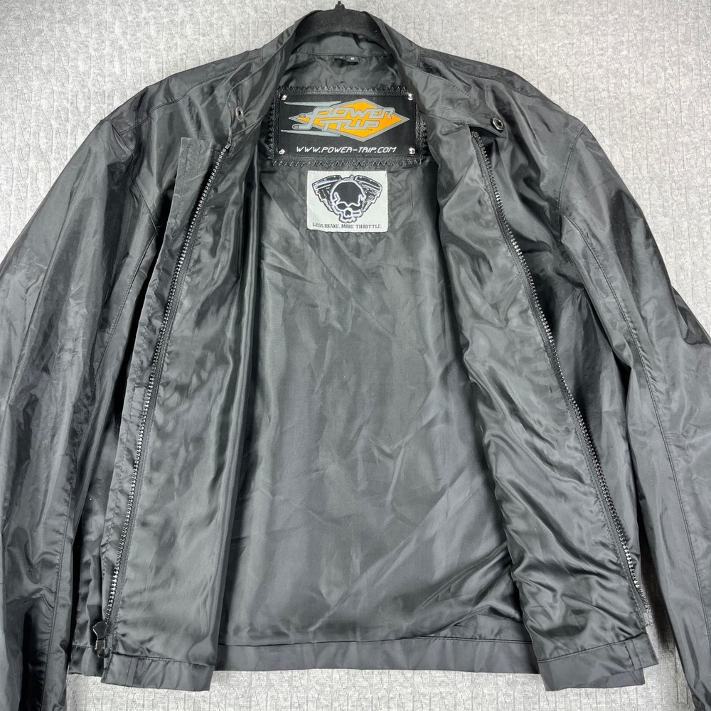 Power Trip Motorcycle windbreak Jacket Men S Black Lightweight Biker Moto Skull